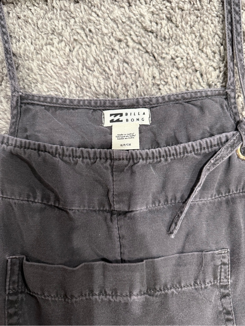 Billabong Charcoal Gray Overall Shorts - Picture 3 of 4